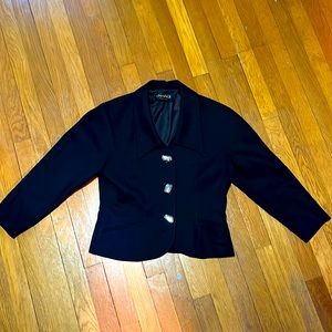 Tahari Petite stylish black jacket with fun silver buttons